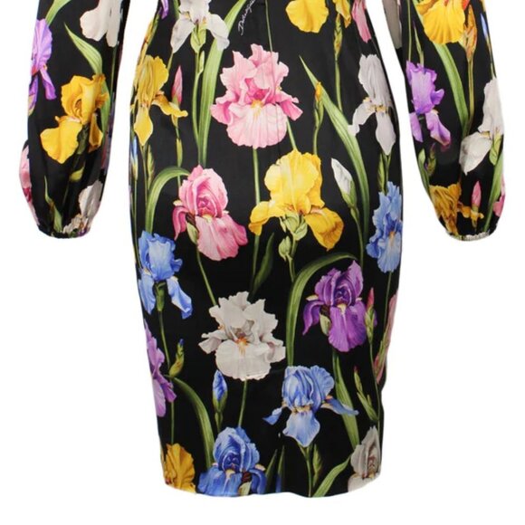 Dolce & Gabbana Iris Print Stretch Silk Midi Dress 38 2 - Picture 11 of 16